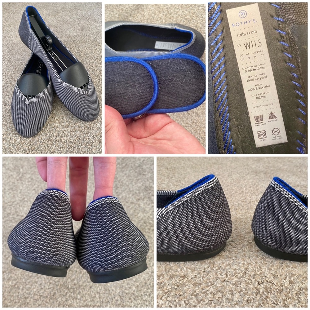 Size 11.5 Grey Birdseye Flats